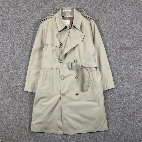 misty harbor Other - Misty Harbor Long Double Breasted Belted Trench Coat Mens 44 Removable Fur Liner
